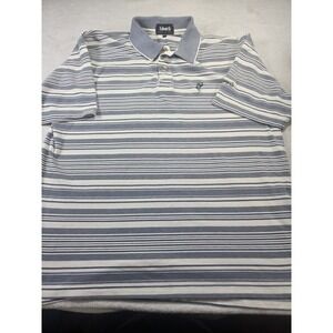 Vintage Ashworth Golf Polo Shirt Mens Large Made in USA Blue Striped Cotton